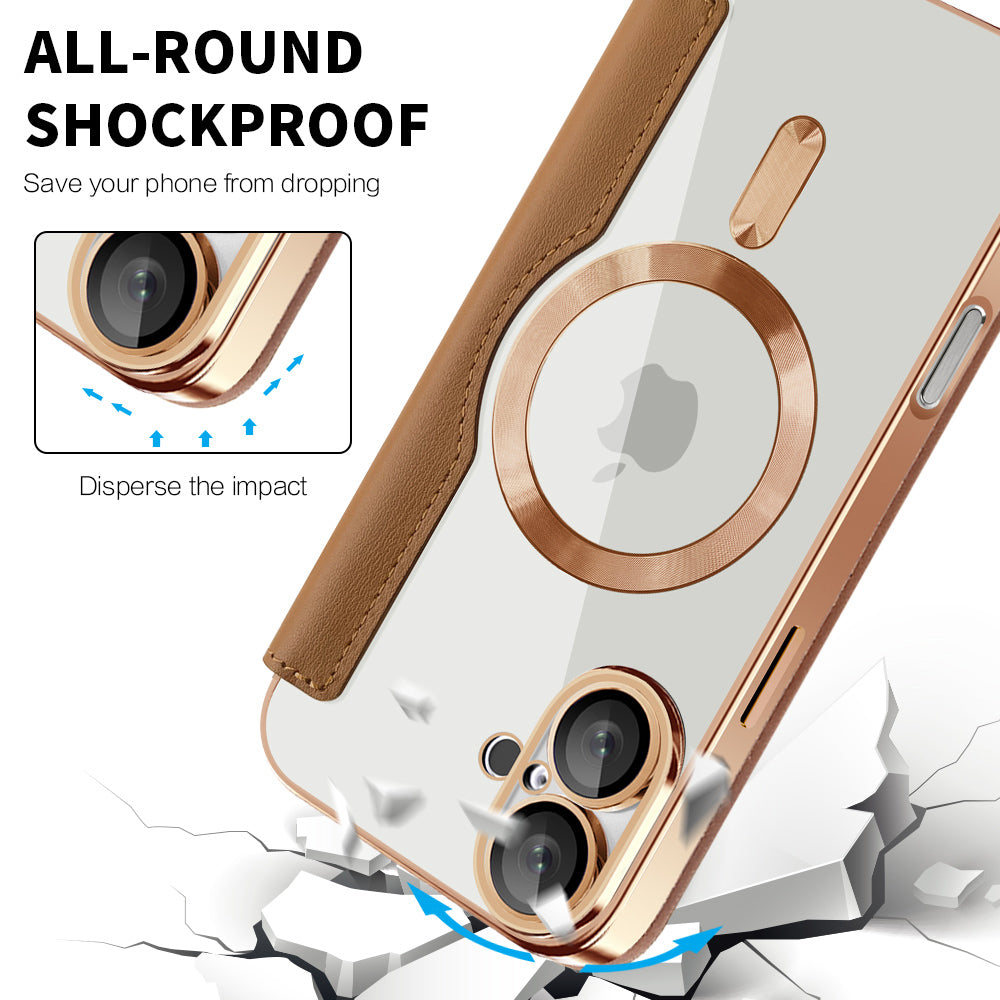 Capa MagSafe para Apple iPhone 16 Plus, Techsuit, SmartMag Book, Castanha