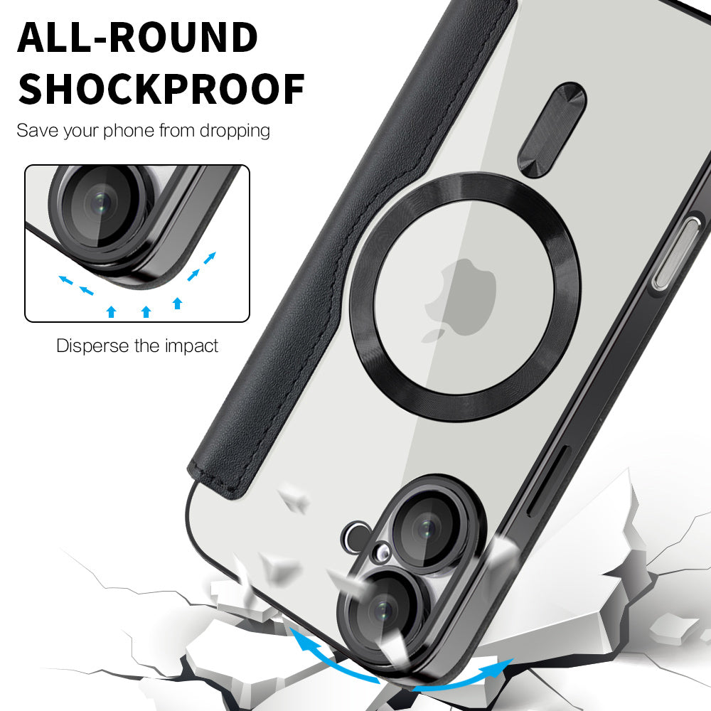 Capa MagSafe para Apple iPhone 16 Plus, Techsuit, SmartMag Book, Preta