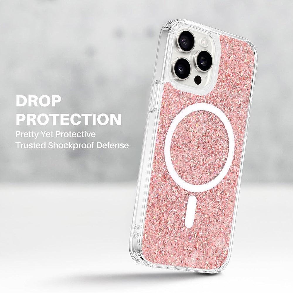Capa MagSafe para Apple iPhone 16 Plus, Techsuit, Glitter Brilhante, Rosa