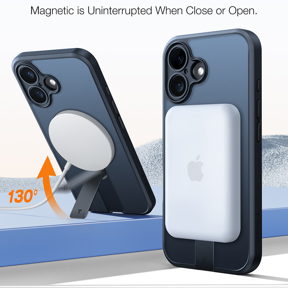 Capa MagSafe para Apple iPhone 16 Plus, Torras, Pstand Spin, Preta