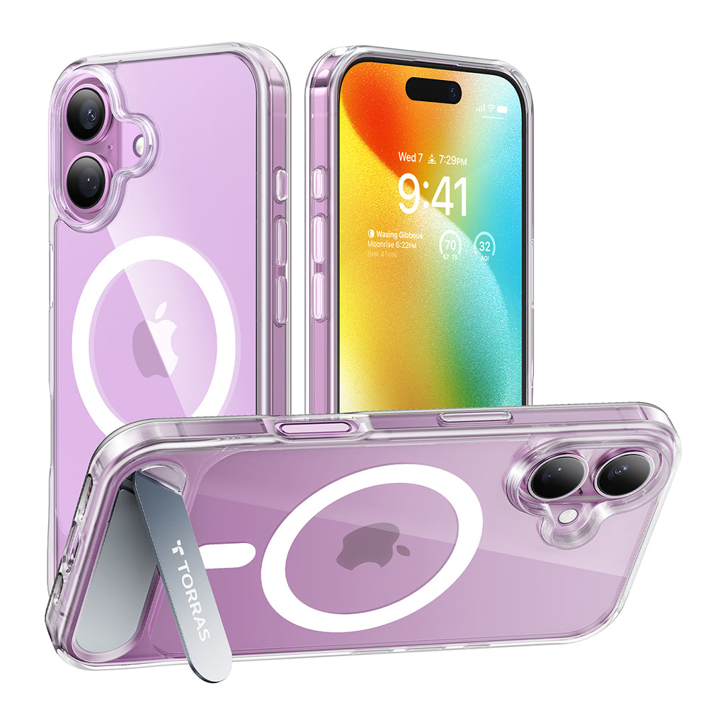 Capa MagSafe para Apple iPhone 16 Plus, Torras, Pstand, Transparente