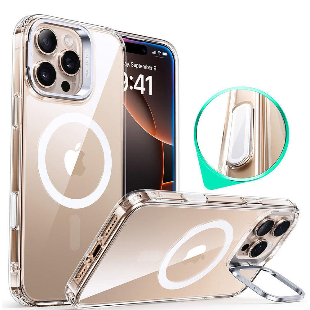 Capa MagSafe para Apple iPhone 16 Pro, ESR, Classic Hybrid Kickstand Slide, Transparente