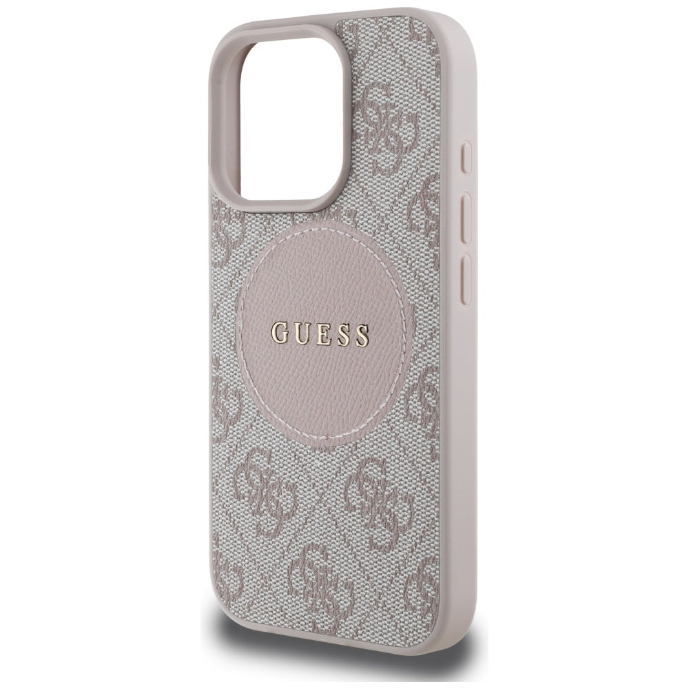 Capa MagSafe para Apple iPhone 16 Pro, Guess, 4G Circle Classic Logo, Rosa