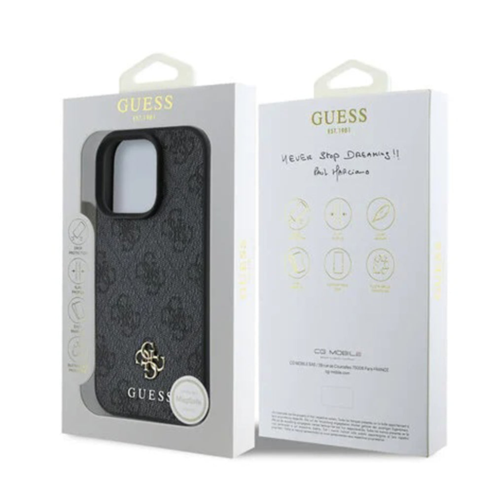 Capa MagSafe para Apple iPhone 16 Pro, Guess, 4G Classic, Preta