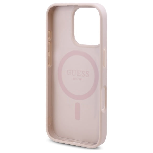 Capa MagSafe para Apple iPhone 16 Pro, Guess, Estampa de Flores 4G, Rosa