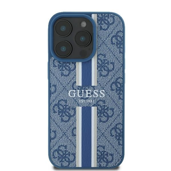 Capa MagSafe para Apple iPhone 16 Pro, Guess, 4G Printed Stripes, Azul