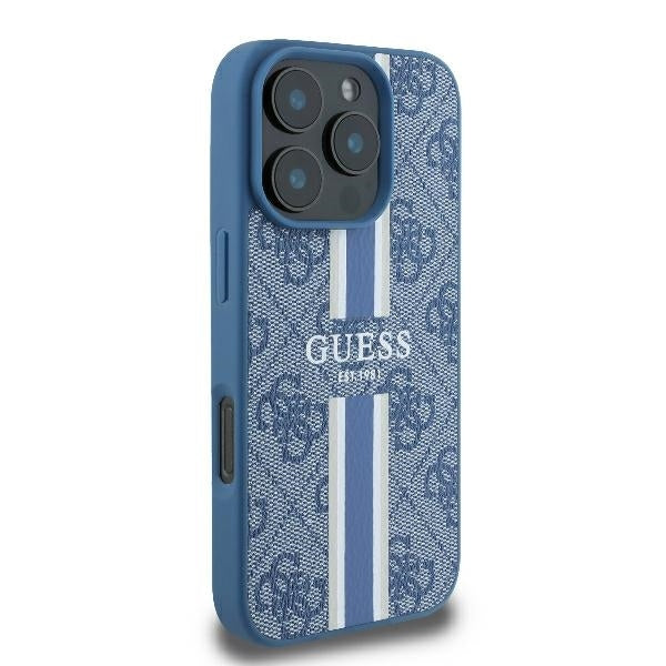 Capa MagSafe para Apple iPhone 16 Pro, Guess, 4G Printed Stripes, Azul