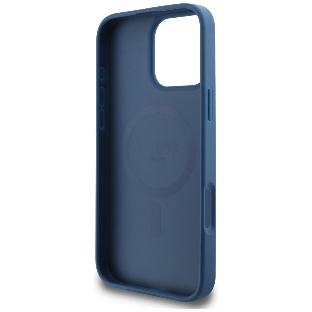 Capa MagSafe para Apple iPhone 16 Pro, Guess, 4G Small and Classic Logo, Azul