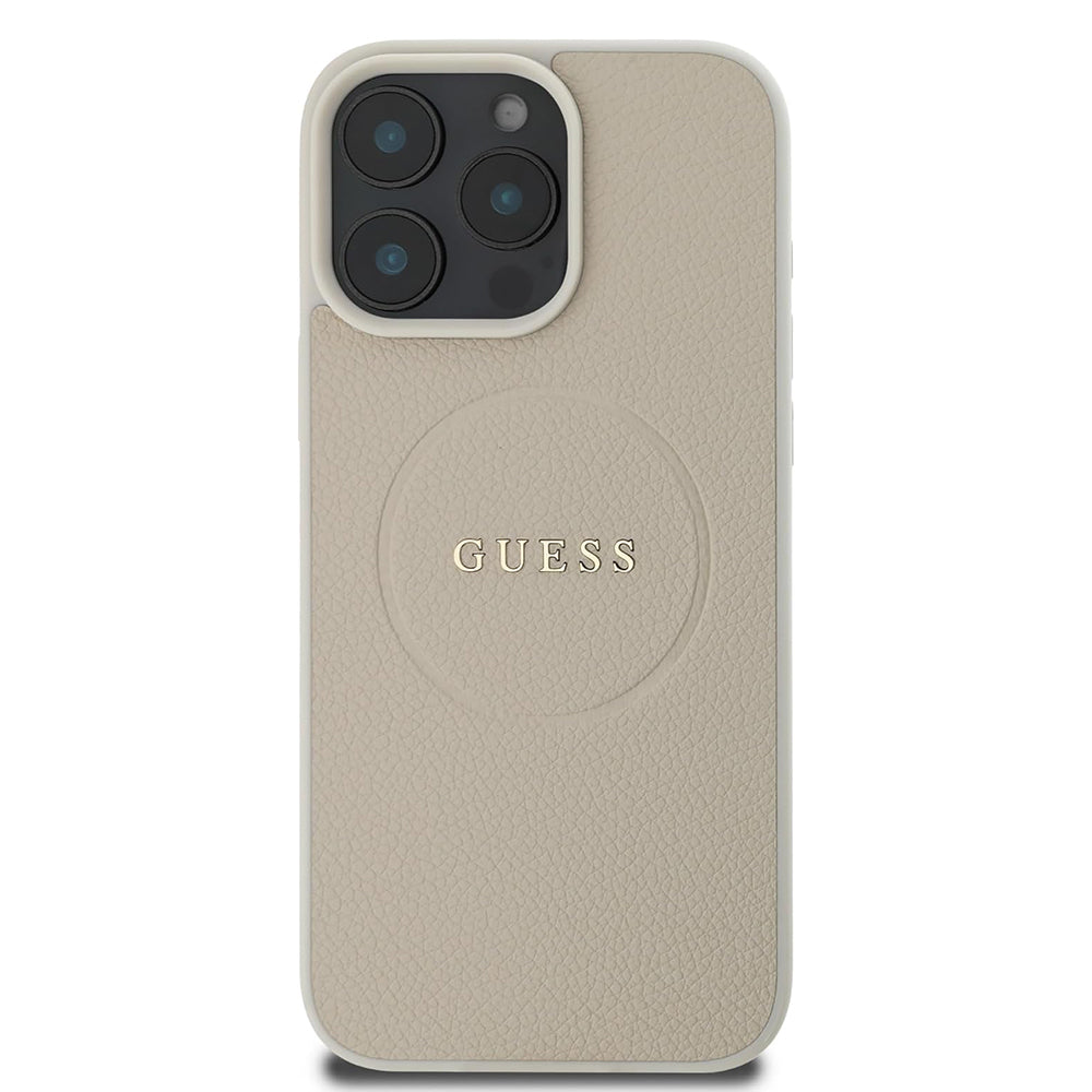 Capa MagSafe para Apple iPhone 16 Pro, Guess, Grained Gold Ring, Bege