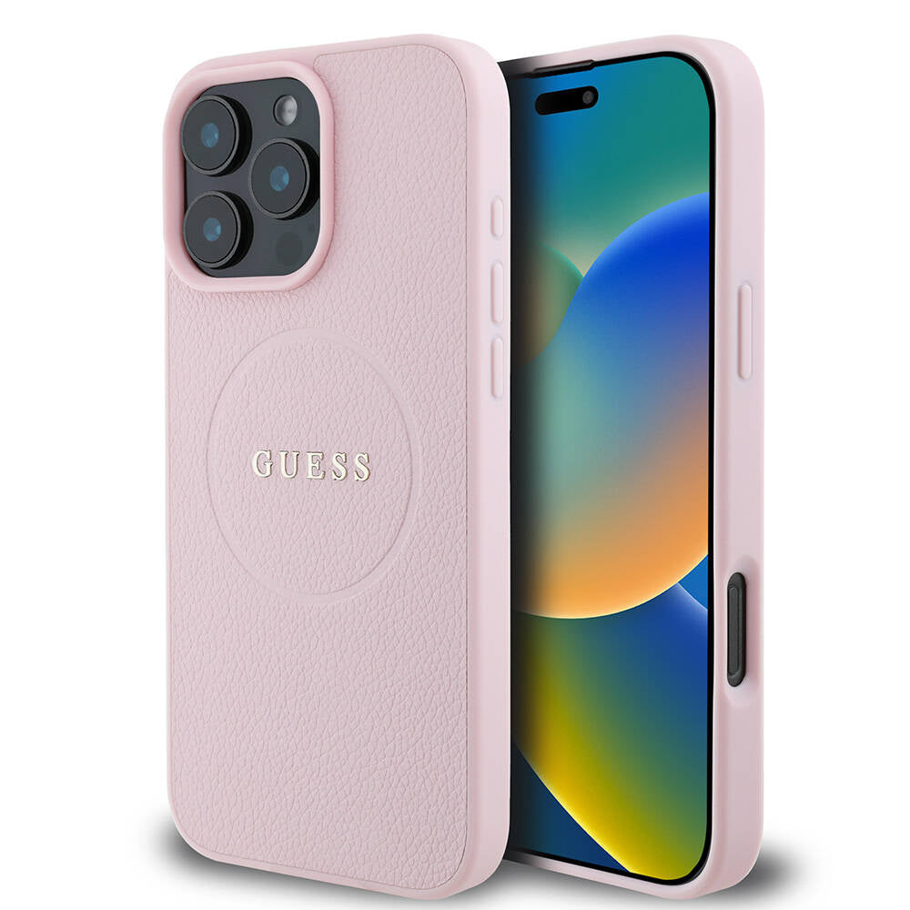 Capa MagSafe para Apple iPhone 16 Pro, Guess, Grained Gold Ring, Rosa