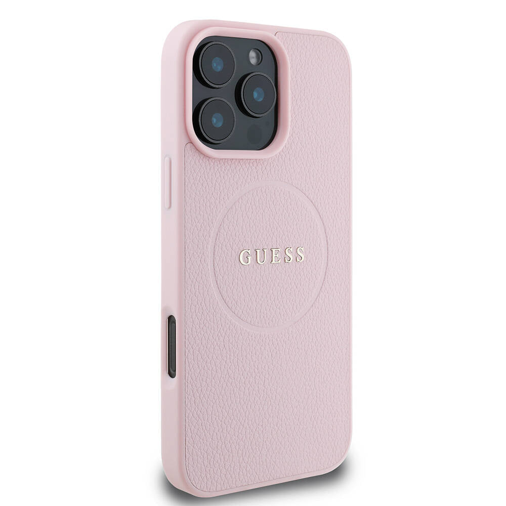 Capa MagSafe para Apple iPhone 16 Pro, Guess, Grained Gold Ring, Rosa