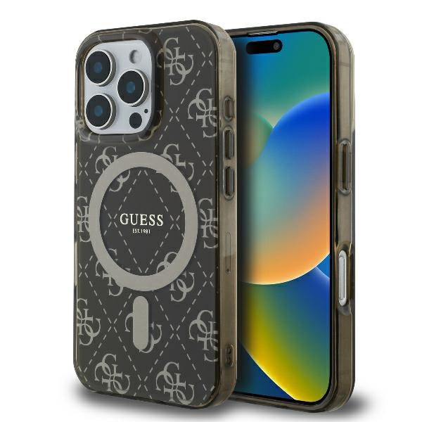 Capa MagSafe para Apple iPhone 16 Pro, Guess, IML 4G Background, Marrom
