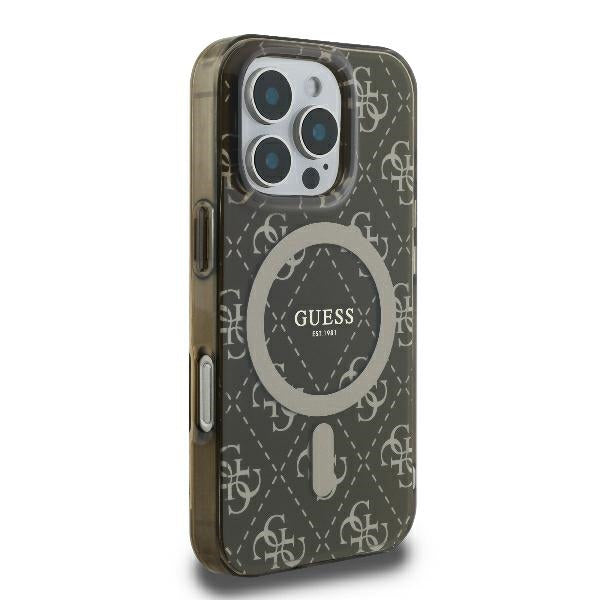 Capa MagSafe para Apple iPhone 16 Pro, Guess, IML 4G Background, Marrom