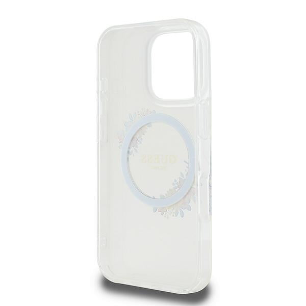 Capa MagSafe para Apple iPhone 16 Pro, Guess, IML Flowers Wreath, Transparente