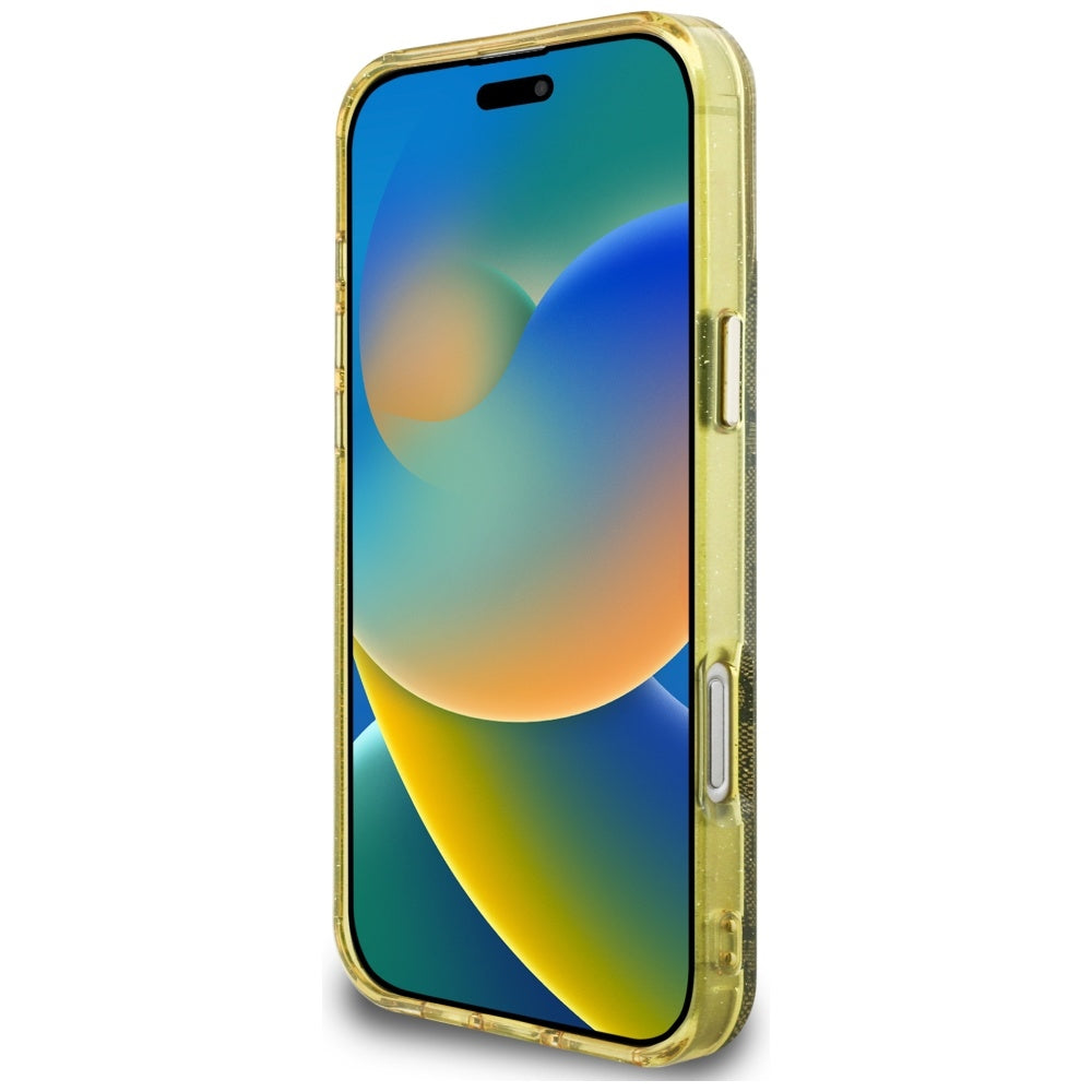 Capa MagSafe para Apple iPhone 16 Pro, Guess, IML Glitter 4G Circle Triangle, Marrom