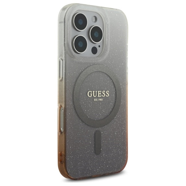 Capa MagSafe para Apple iPhone 16 Pro, Guess, IML Glitter Gradient, Marrom