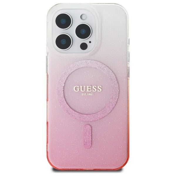 Capa MagSafe para Apple iPhone 16 Pro, Guess, IML Glitter Gradient, Rosa