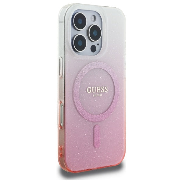 Capa MagSafe para Apple iPhone 16 Pro, Guess, IML Glitter Gradient, Rosa