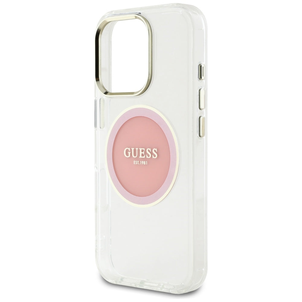 Capa MagSafe para Apple iPhone 16 Pro, Guess, IML Metal Colored Circle, Rosa