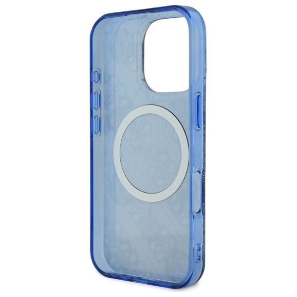 Capa MagSafe para Apple iPhone 16 Pro, Guess, IML Peony On 4G Background, Azul