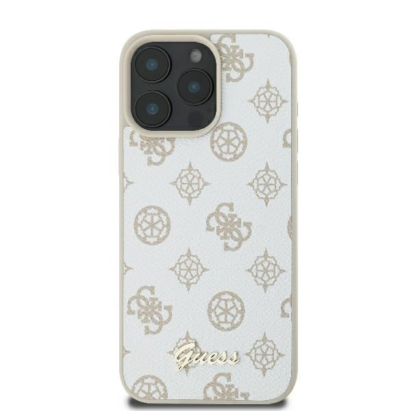Capa MagSafe para Apple iPhone 16 Pro, Guess, Peony Script, Branca