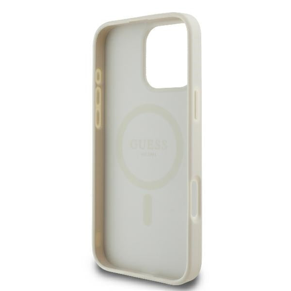 Capa MagSafe para Apple iPhone 16 Pro, Guess, Peony Script, Branca