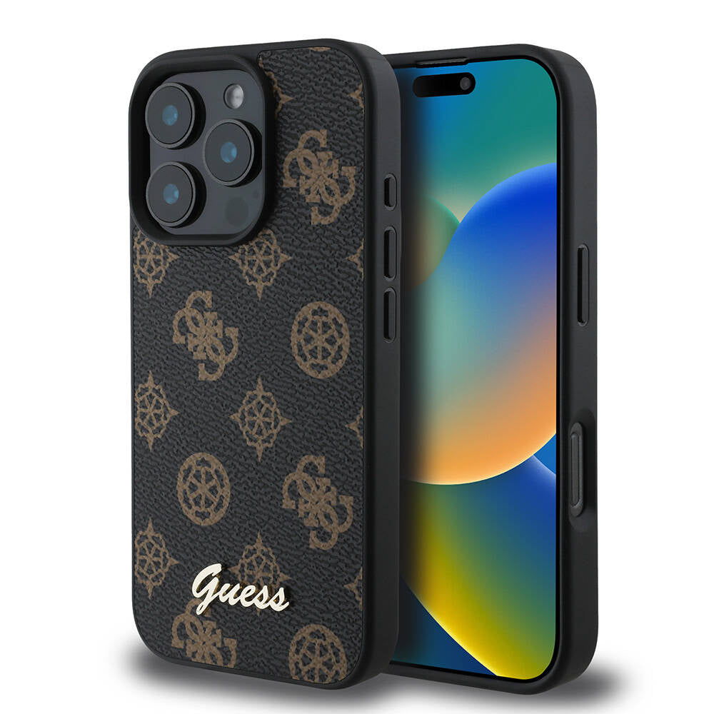 Capa MagSafe para Apple iPhone 16 Pro, Guess, Peony Script, Preta