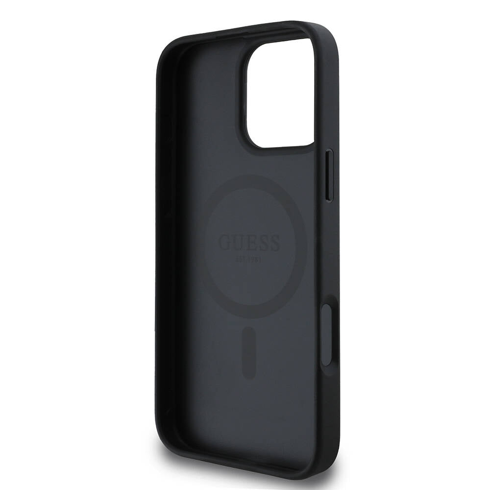 Capa MagSafe para Apple iPhone 16 Pro, Guess, Saffiano Classic Logo, Preta