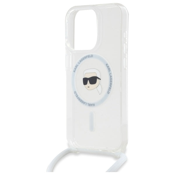 Capa MagSafe para Apple iPhone 16 Pro, Karl Lagerfeld, IML Crossbody Karl's Head, Transparente