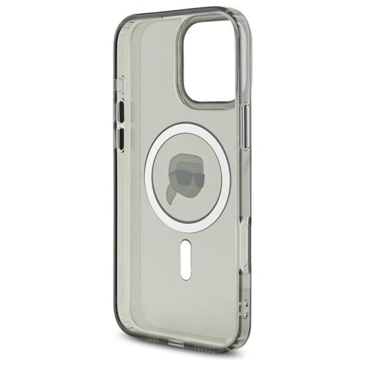 Capa MagSafe para Apple iPhone 16 Pro, Karl Lagerfeld, IML Metal Karl's Head, Preta