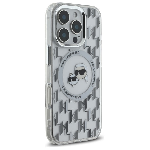 Capa MagSafe para Apple iPhone 16 Pro, Karl Lagerfeld, IML Monograma Karl & Choupette's Heads, Transparente