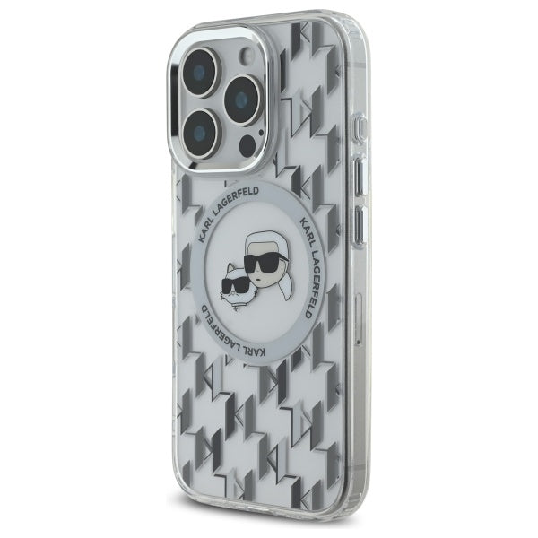 Capa MagSafe para Apple iPhone 16 Pro, Karl Lagerfeld, IML Monograma Karl & Choupette's Heads, Transparente