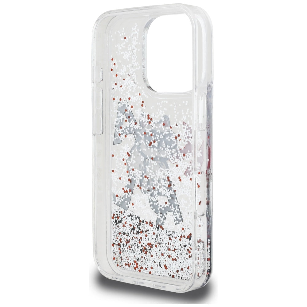 Capa MagSafe para Apple iPhone 16 Pro, Karl Lagerfeld, Liquid Glitter Choupette Logo, Transparente