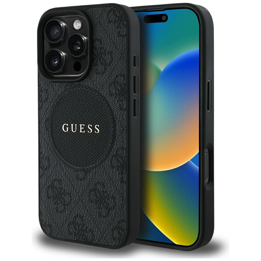 Capa MagSafe para Apple iPhone 16 Pro Max, Guess, 4G Circle Classic Logo, Preta