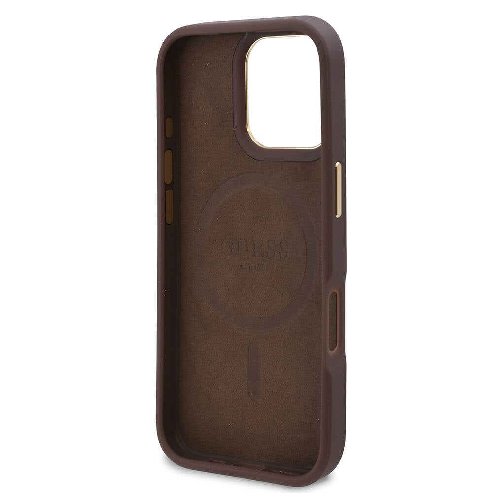 Capa MagSafe para Apple iPhone 16 Pro Max, Guess, 4G Logo Plate, Preta