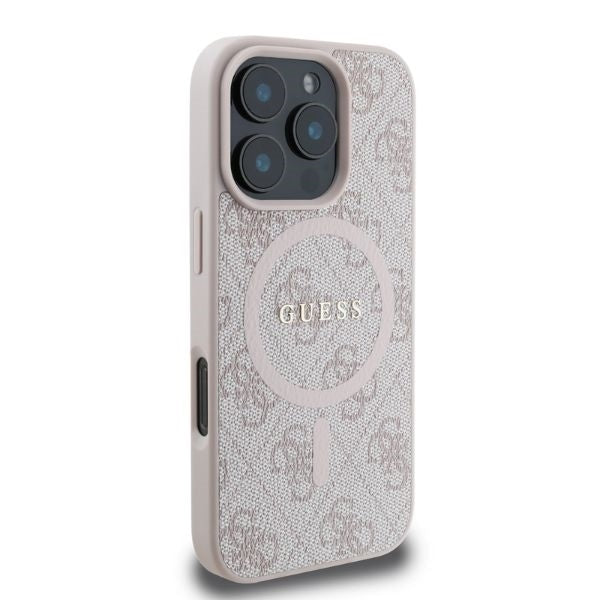 Capa MagSafe para Apple iPhone 16 Pro Max, Guess, 4G Ring Classic Logo, Rosa