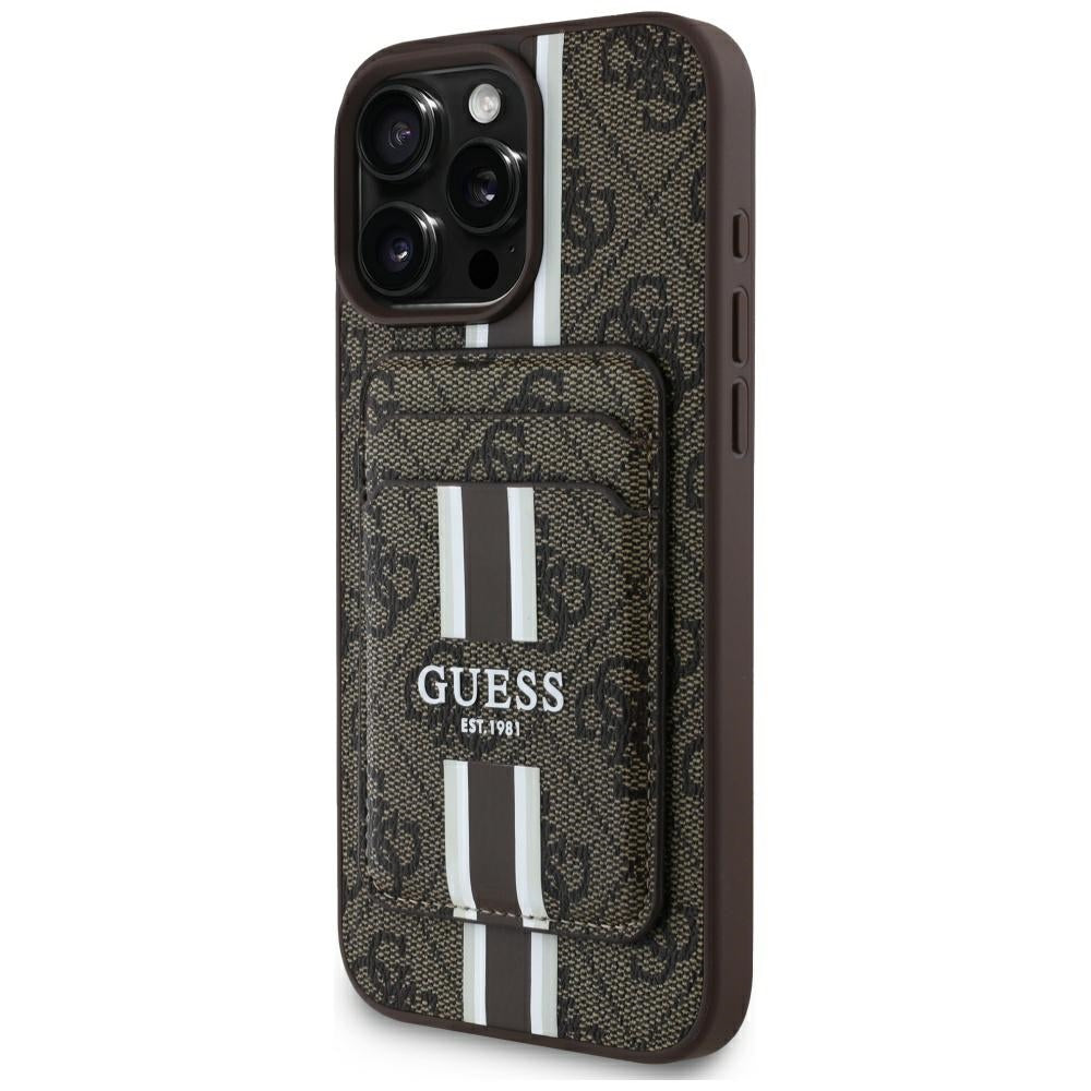 Capa MagSafe para Apple iPhone 16 Pro Max, Guess, Cardslot 4G Stripes, Marrom
