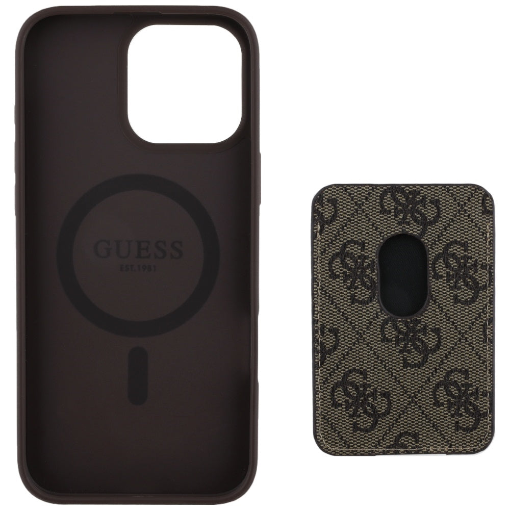 Capa MagSafe para Apple iPhone 16 Pro Max, Guess, Cardslot 4G Stripes, Marrom