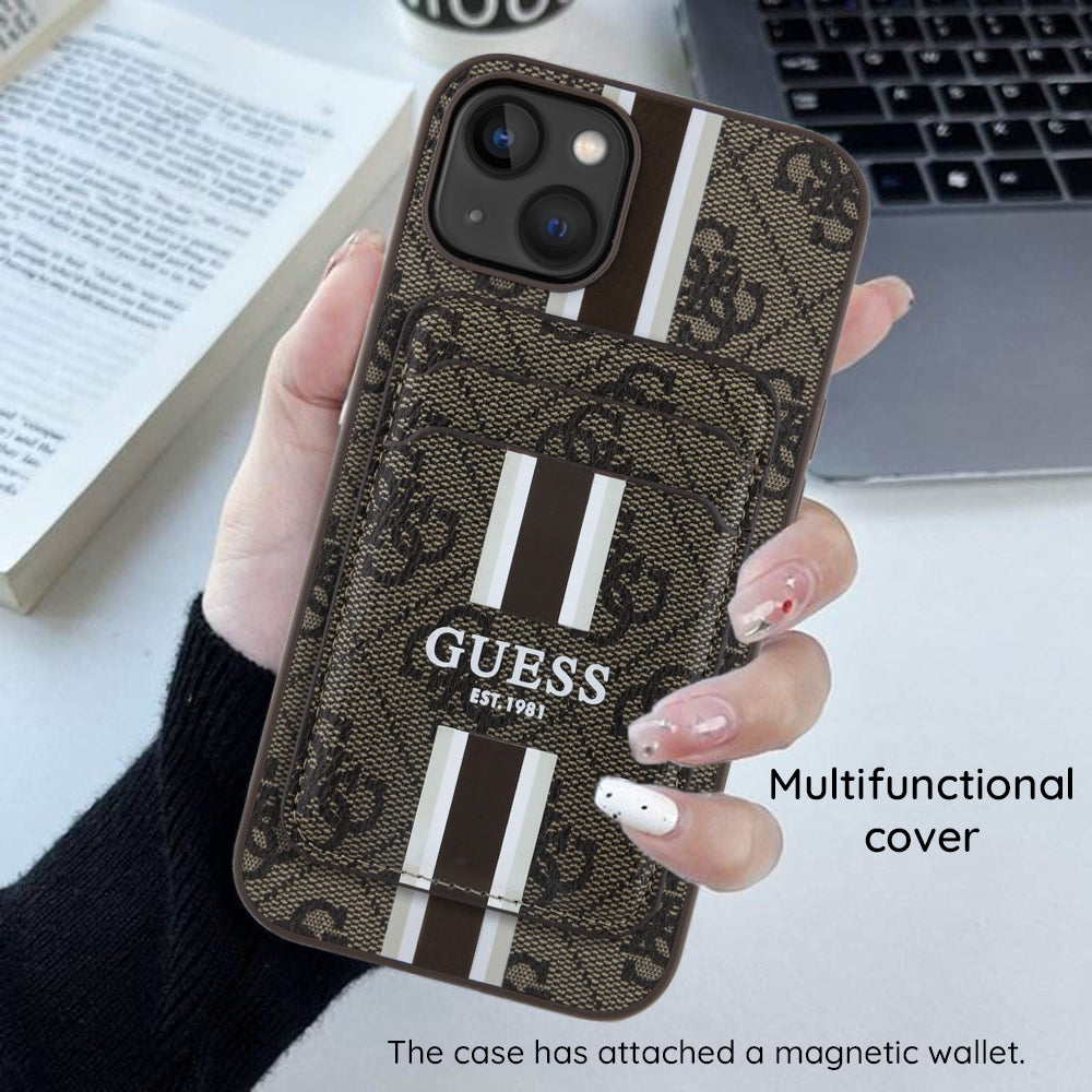Capa MagSafe para Apple iPhone 16 Pro Max, Guess, Cardslot 4G Stripes, Marrom