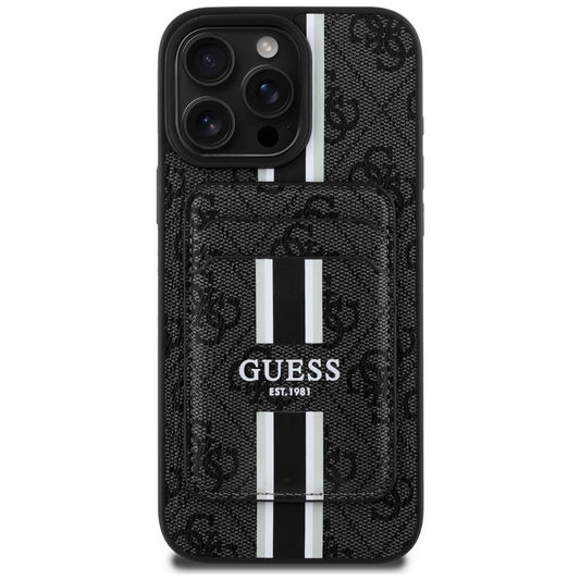 Capa MagSafe para Apple iPhone 16 Pro Max, Guess, Cardslot 4G Stripes, Preta.