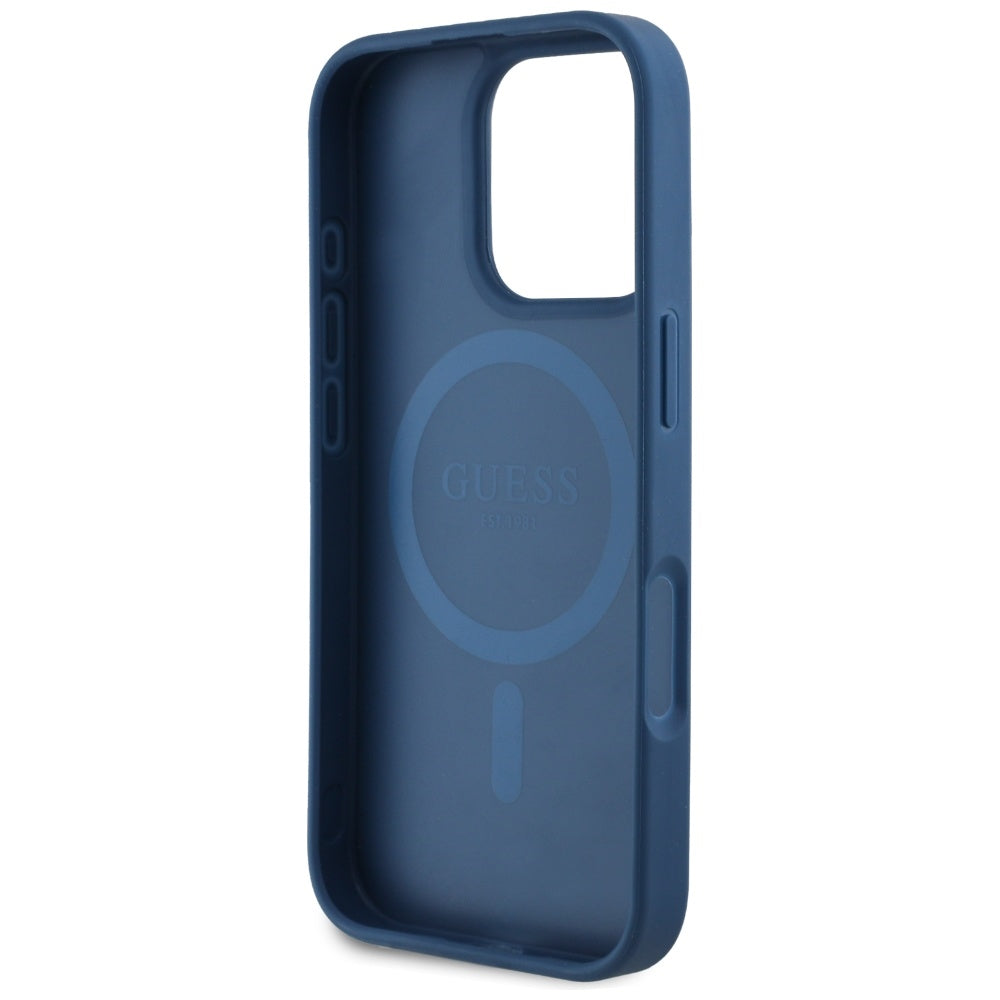 Capa MagSafe para Apple iPhone 16 Pro Max, Guess, Grained Flowers, Azul