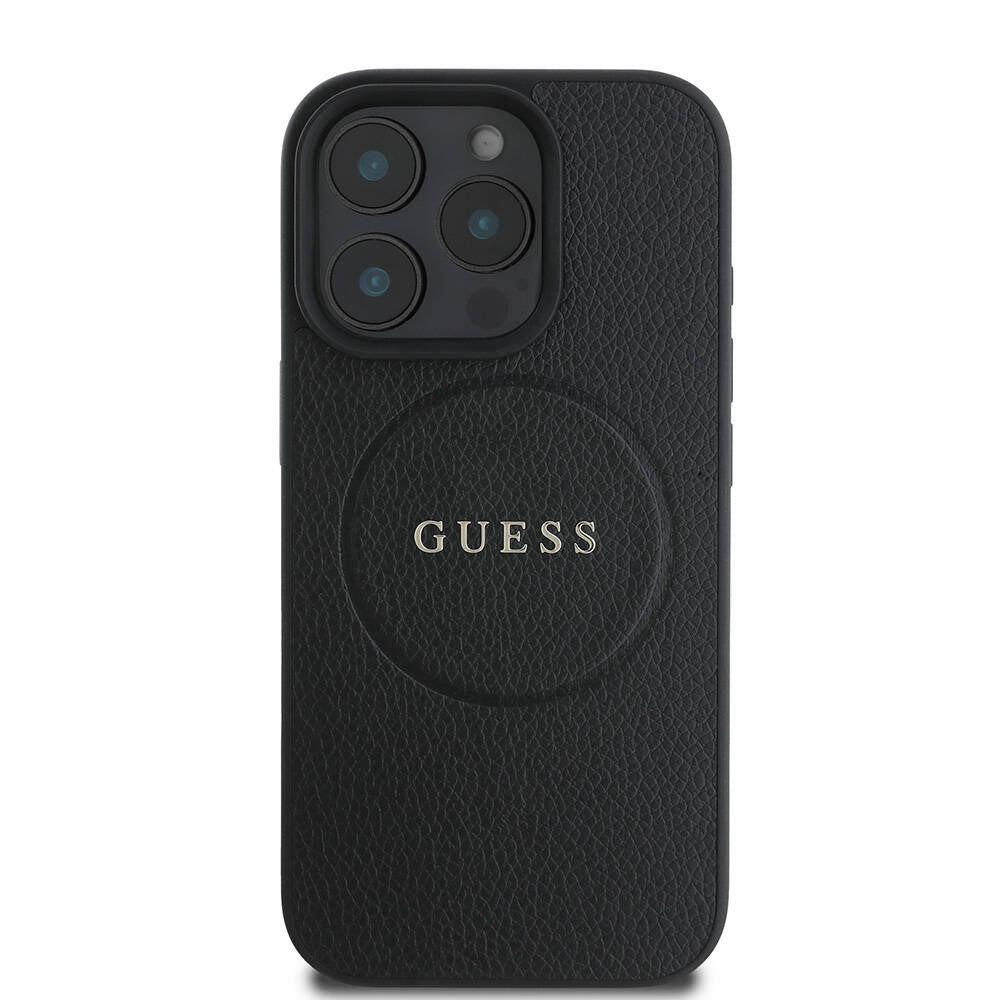 Capa MagSafe para Apple iPhone 16 Pro Max, Guess, Grained Gold Ring, Preta