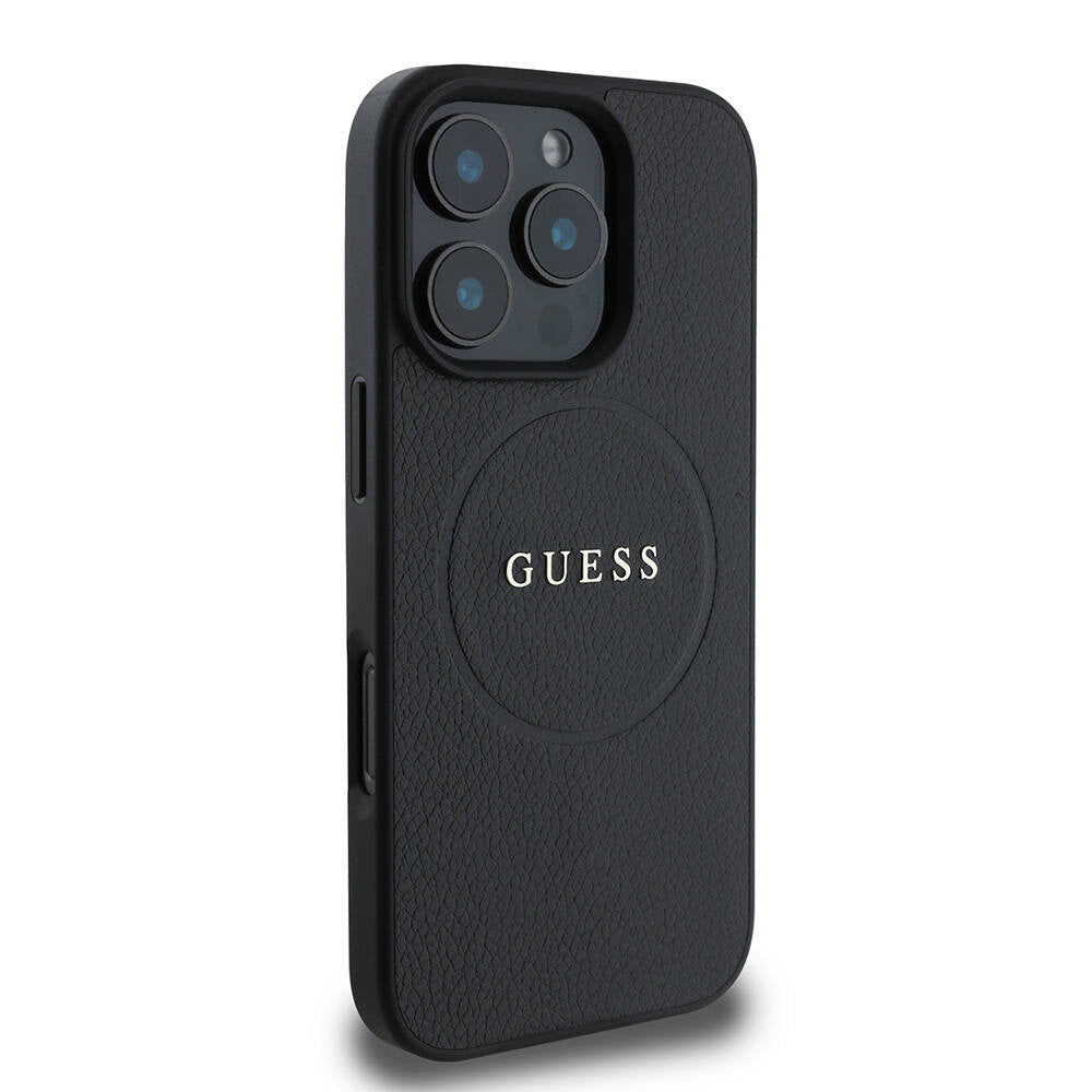 Capa MagSafe para Apple iPhone 16 Pro Max, Guess, Grained Gold Ring, Preta
