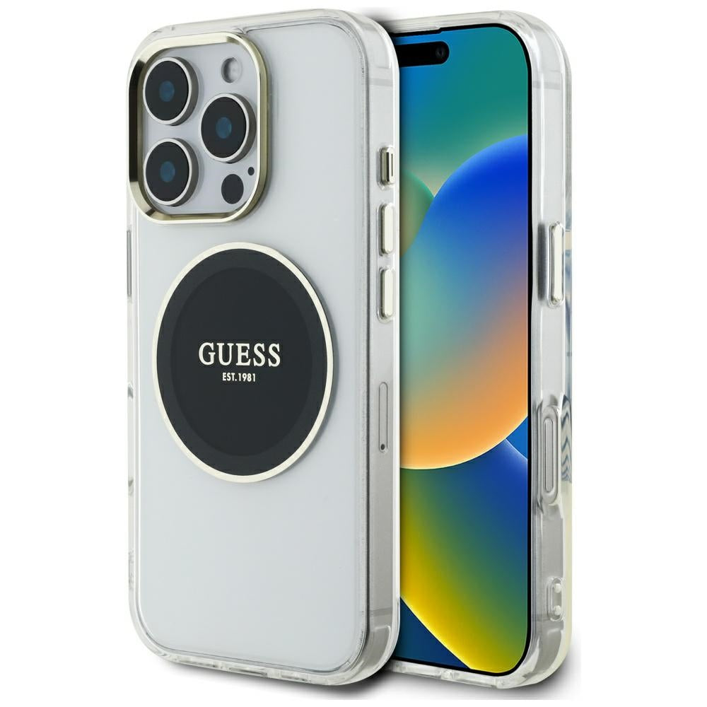 Capa MagSafe para Apple iPhone 16 Pro Max, Guess, IML Metal Colored Circle, Preta