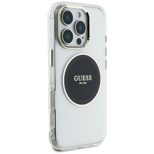 Capa MagSafe para Apple iPhone 16 Pro Max, Guess, IML Metal Colored Circle, Preta