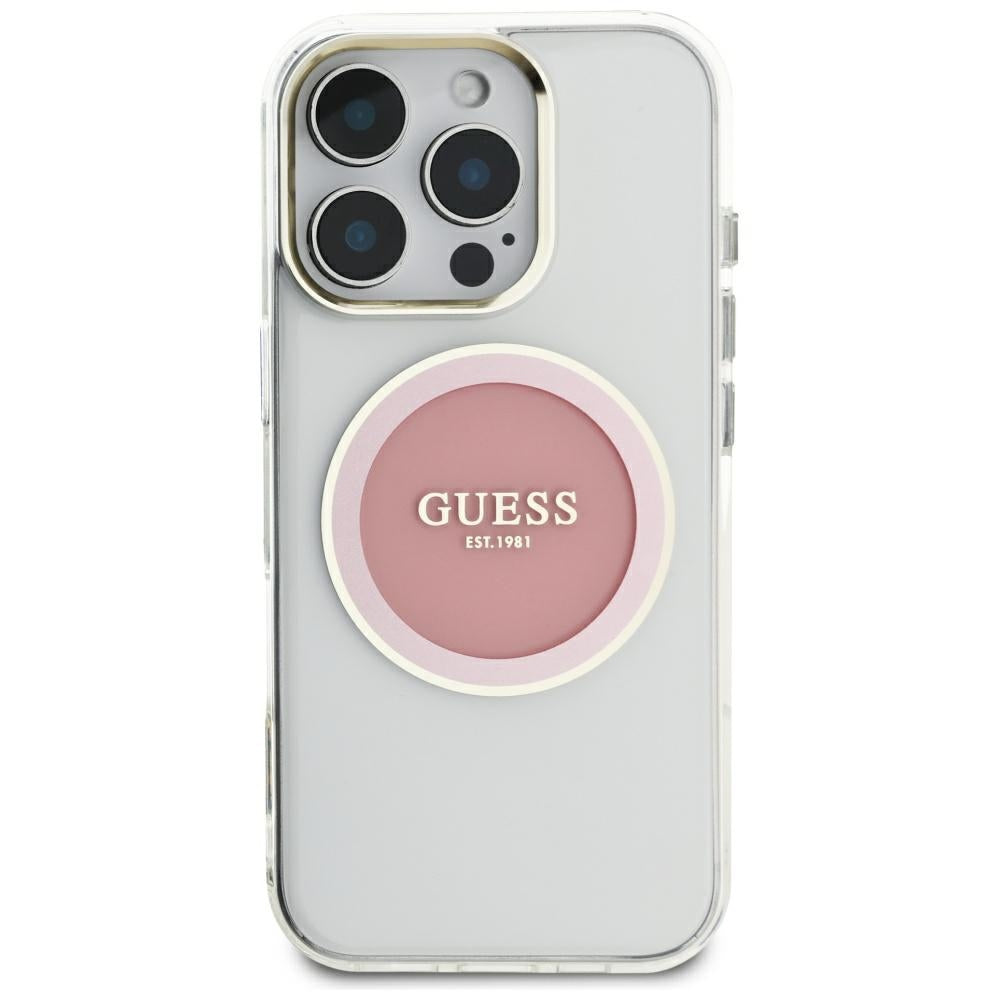 Capa MagSafe para Apple iPhone 16 Pro Max, Guess, IML Metal Colored Circle, Rosa