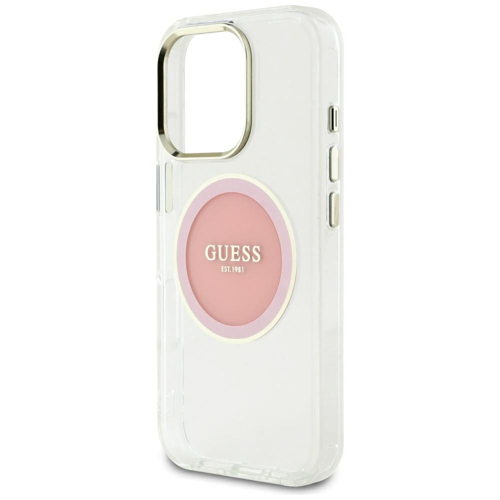 Capa MagSafe para Apple iPhone 16 Pro Max, Guess, IML Metal Colored Circle, Rosa