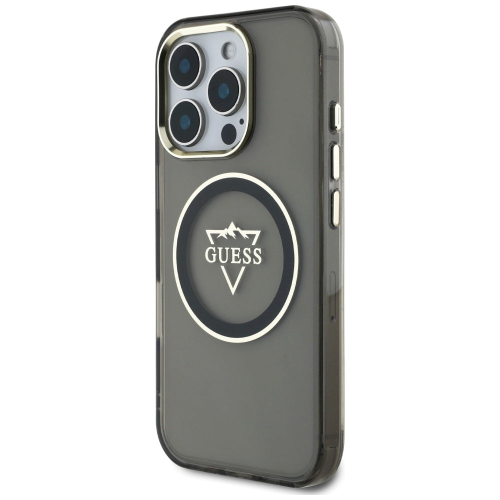 Capa MagSafe para Apple iPhone 16 Pro Max, Guess, IML Metal Mountain Logo, Preta