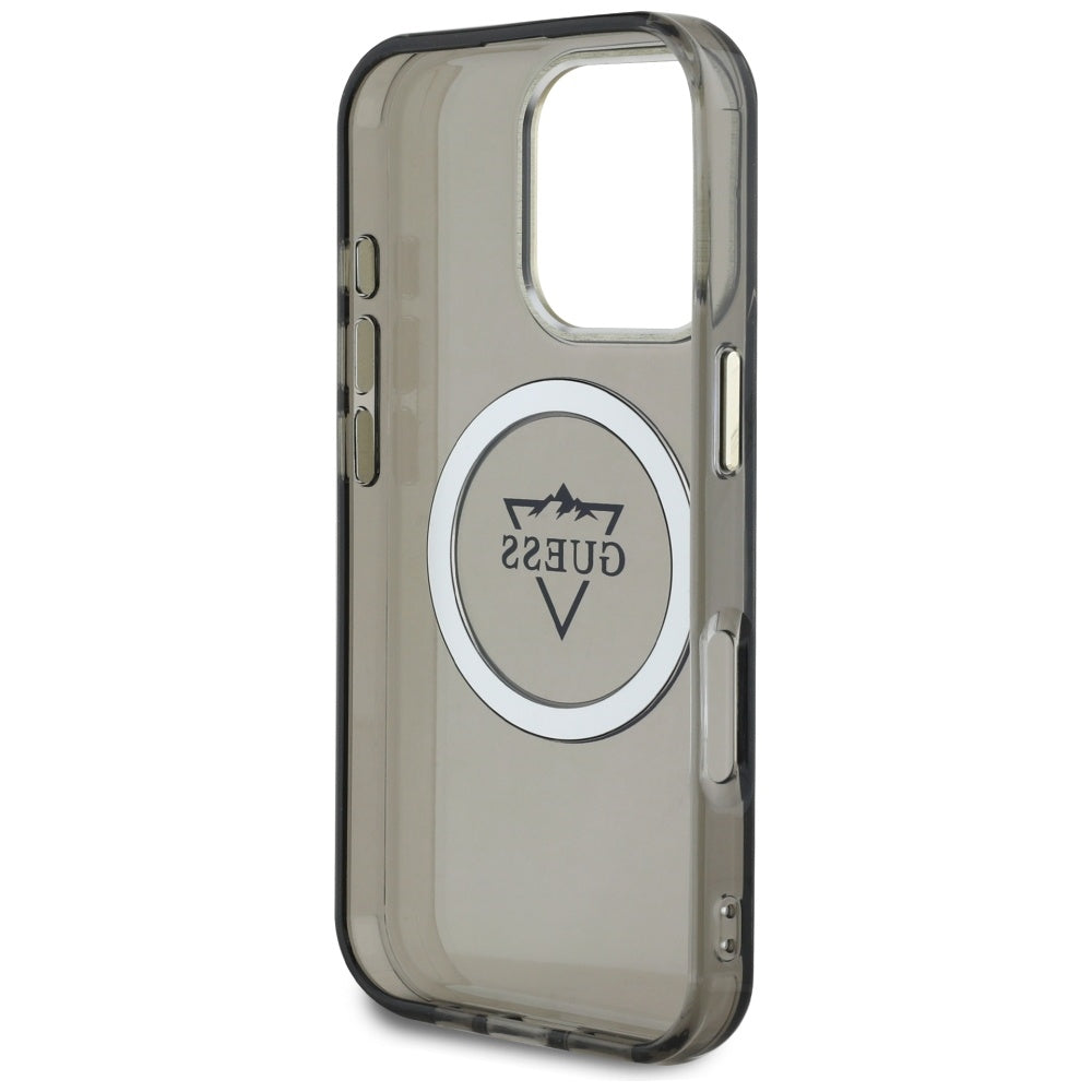 Capa MagSafe para Apple iPhone 16 Pro Max, Guess, IML Metal Mountain Logo, Preta