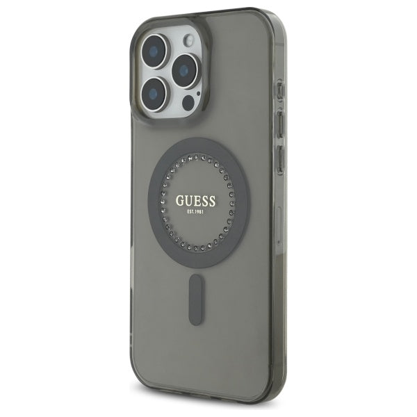 Capa MagSafe para Apple iPhone 16 Pro Max, Guess, IML Rhinestone, Preta